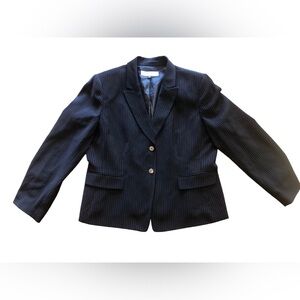 Tahari Black & White Pin Stripe Blazer Jacket Plus Size 16 Petite